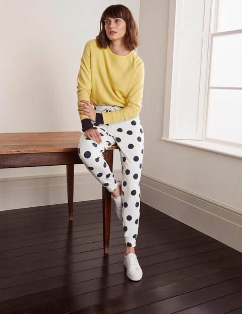 Cuffed Jersey Joggers - Ivory, Spot Scatter Cuffed Jersey Joggers - Ivory, Spot Scatter