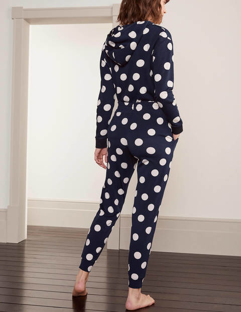 Cuffed Jersey Joggers - Navy and Ivory, Scatter Spot Cuffed Jersey Joggers - Navy and Ivory, Scatter Spot