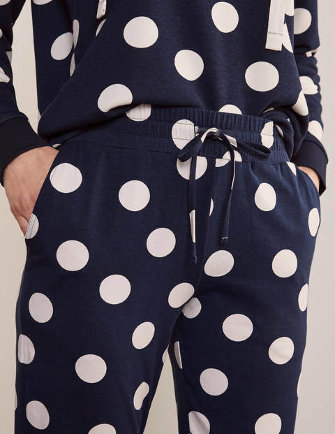 Cuffed Jersey Joggers - Navy and Ivory, Scatter Spot Cuffed Jersey Joggers - Navy and Ivory, Scatter Spot