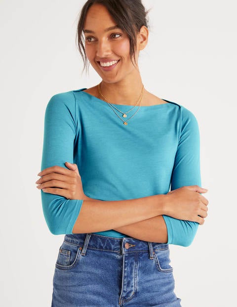 Supersoft Slash Neck Top - Lomond Blue Supersoft Slash Neck Top - Lomond Blue
