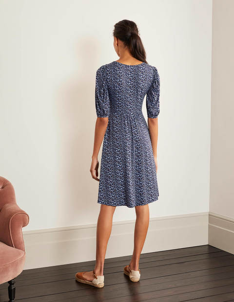 Lily Puff Sleeve Jersey Dress - Frosted Blue, Ditsy Pop Lily Puff Sleeve Jersey Dress - Frosted Blue, Ditsy Pop