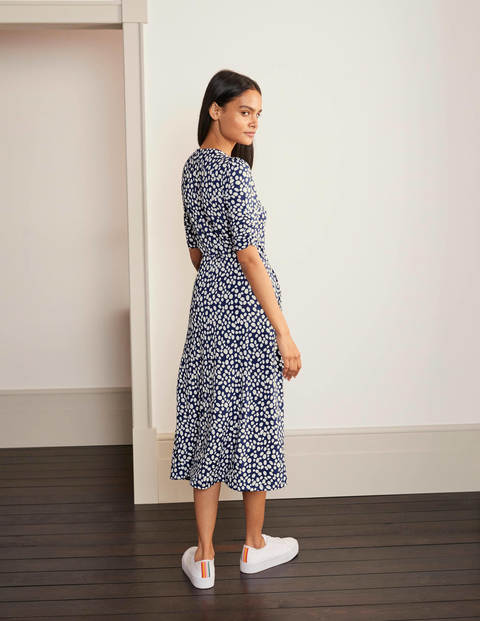 Jane Jersey Midi Dress - Blue Depths, Pebble Spot Jane Jersey Midi Dress - Blue Depths, Pebble Spot