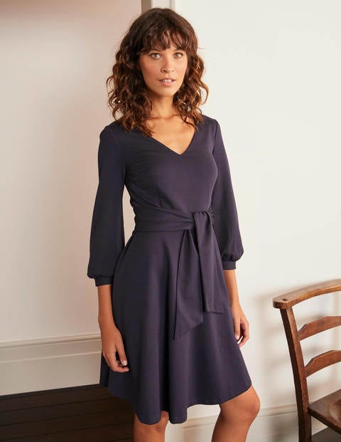 Benedicta Belted Ponte Dress - Navy Benedicta Belted Ponte Dress - Navy