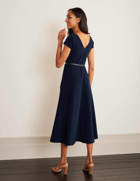 Belle V-neck Ottoman Dress - Navy Belle V-neck Ottoman Dress - Navy