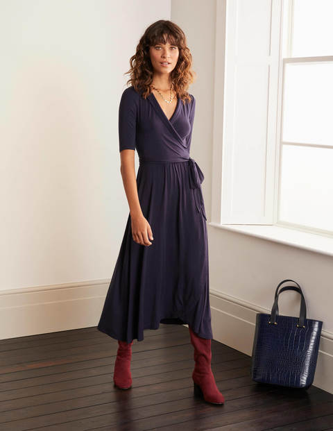 Lavinia Jersey Wrap Dress - Navy | Boden US