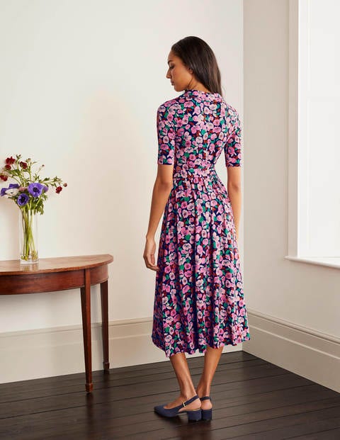 Lavinia Jersey Wrap Dress - Navy, Fallen Peony Lavinia Jersey Wrap Dress - Navy, Fallen Peony
