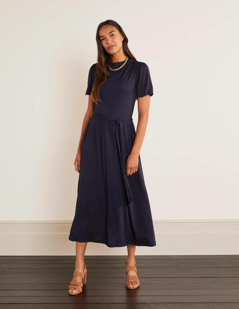 Flora Jersey Puff Sleeve Dress - Navy Flora Jersey Puff Sleeve Dress - Navy