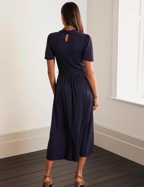 Flora Jersey Puff Sleeve Dress - Navy Flora Jersey Puff Sleeve Dress - Navy