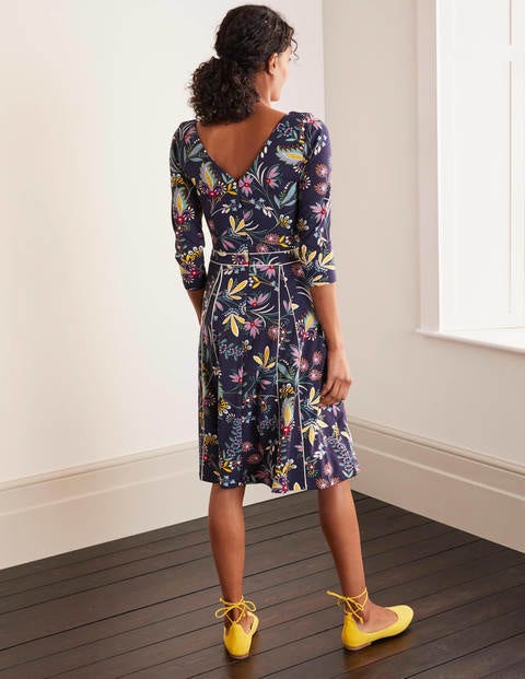 Clea Ponte Dress - Navy and Maize, Heritage Bloom Clea Ponte Dress - Navy and Maize, Heritage Bloom