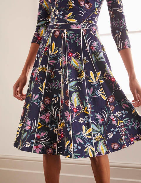Clea Ponte Dress - Navy and Maize, Heritage Bloom Clea Ponte Dress - Navy and Maize, Heritage Bloom