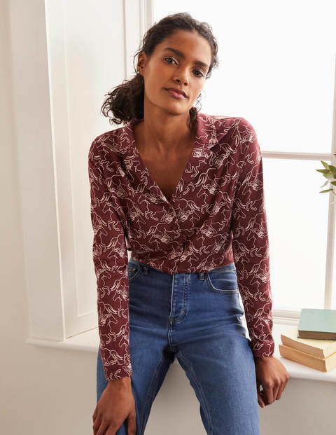 Agnes Jersey Shirt - Maroon, Wild Horses Agnes Jersey Shirt - Maroon, Wild Horses