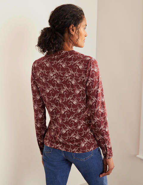 Agnes Jersey Shirt - Maroon, Wild Horses Agnes Jersey Shirt - Maroon, Wild Horses