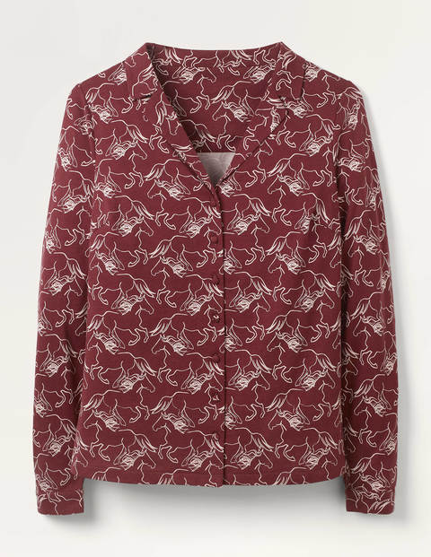 Agnes Jersey Shirt - Maroon, Wild Horses Agnes Jersey Shirt - Maroon, Wild Horses