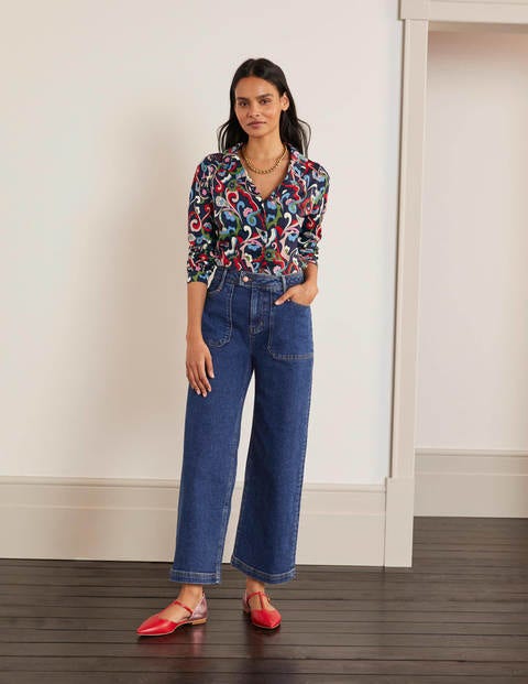 Agnes Jersey Shirt - Navy, Festival Swirl Agnes Jersey Shirt - Navy, Festival Swirl