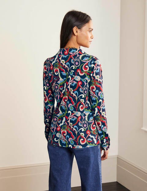 Agnes Jersey Shirt - Navy, Festival Swirl Agnes Jersey Shirt - Navy, Festival Swirl