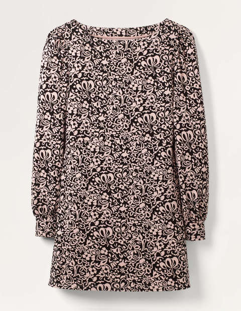 Maisie Jersey Tunic - Black, Decorative Bloom Maisie Jersey Tunic - Black, Decorative Bloom