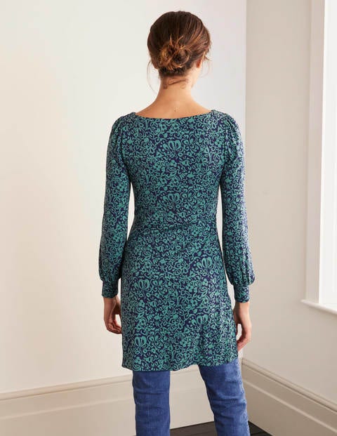 Maisie Jersey Tunic - Navy, Decorative Bloom Maisie Jersey Tunic - Navy, Decorative Bloom
