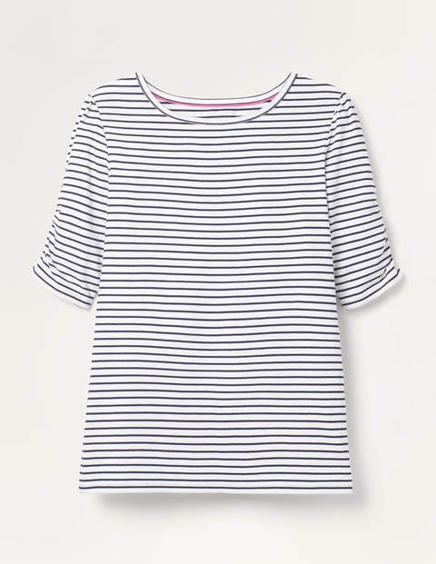 Florrie Ruched Sleeve Top - Ivory/Navy Florrie Ruched Sleeve Top - Ivory/Navy