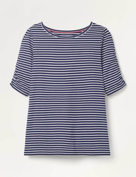 Florrie Ruched Sleeve Top - Navy/Ivory Florrie Ruched Sleeve Top - Navy/Ivory