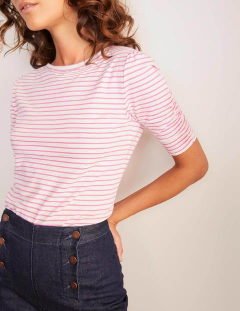 Florrie Ruched Sleeve Top - Ivory/Plum Blossom Florrie Ruched Sleeve Top - Ivory/Plum Blossom