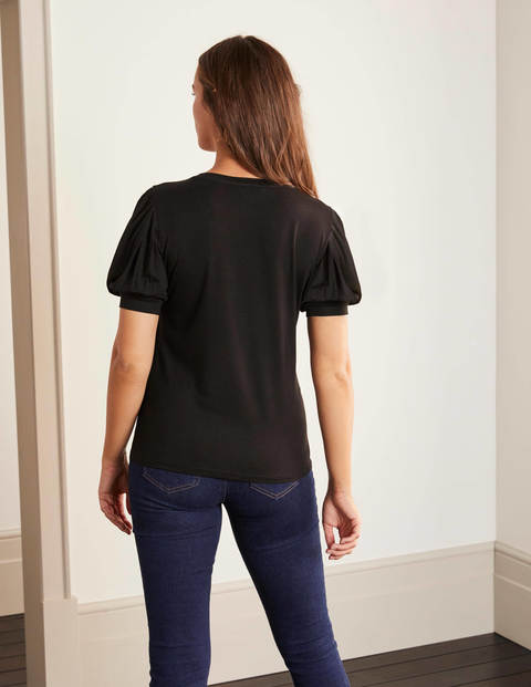Holly Jerseyshirt mit Puffärmeln - Schwarz Holly Jerseyshirt mit Puffärmeln - Schwarz