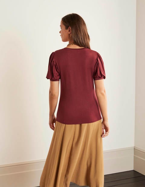 Holly Puff Sleeve Jersey Top - Maroon Holly Puff Sleeve Jersey Top - Maroon