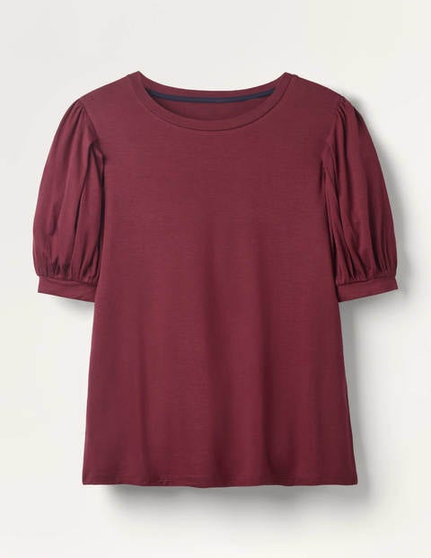 Holly Puff Sleeve Jersey Top - Maroon Holly Puff Sleeve Jersey Top - Maroon