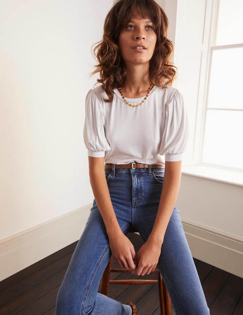 Holly Jerseyshirt mit Puffärmeln - Weiß Holly Jerseyshirt mit Puffärmeln - Weiß