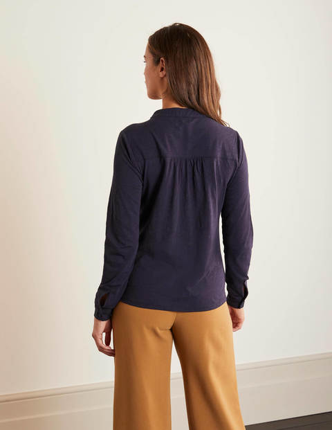 Rachel Tie Neck Jersey Shirt - Navy Rachel Tie Neck Jersey Shirt - Navy