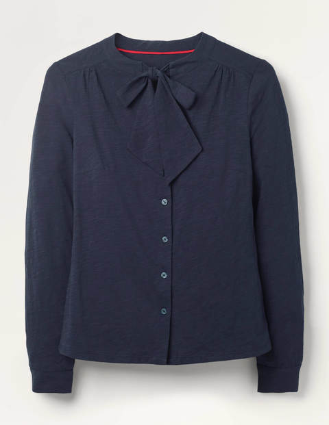 Rachel Tie Neck Jersey Shirt - Navy Rachel Tie Neck Jersey Shirt - Navy