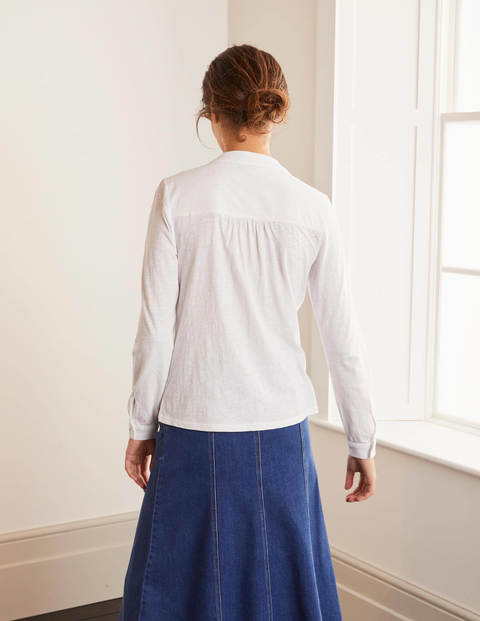Rachel Tie Neck Jersey Shirt - White Rachel Tie Neck Jersey Shirt - White