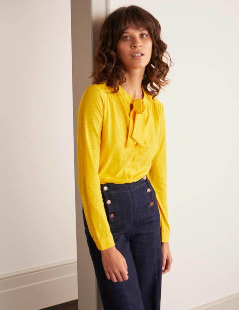 Rachel Tie Neck Jersey Shirt - Maize Rachel Tie Neck Jersey Shirt - Maize