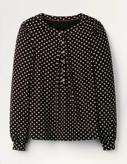 Matilda Gathered Sleeve Top - Black, Dot Matilda Gathered Sleeve Top - Black, Dot