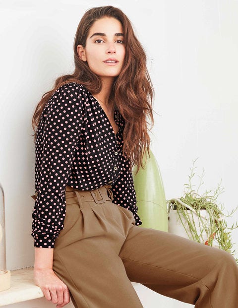 Matilda Gathered Sleeve Top - Black, Dot Matilda Gathered Sleeve Top - Black, Dot