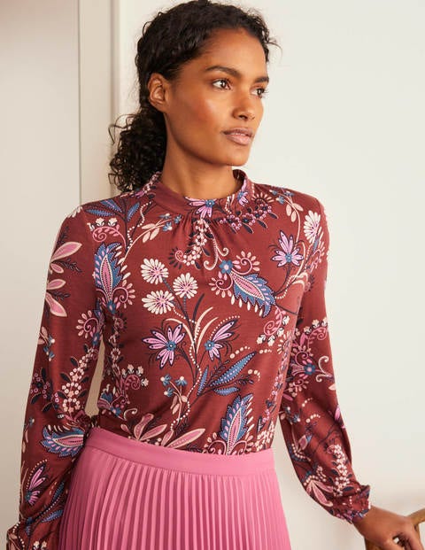 Natasha Jersey Top - Maroon, Heritage Bloom Natasha Jersey Top - Maroon, Heritage Bloom