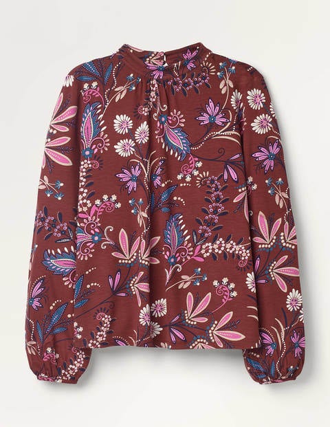 Natasha Jersey Top - Maroon, Heritage Bloom Natasha Jersey Top - Maroon, Heritage Bloom