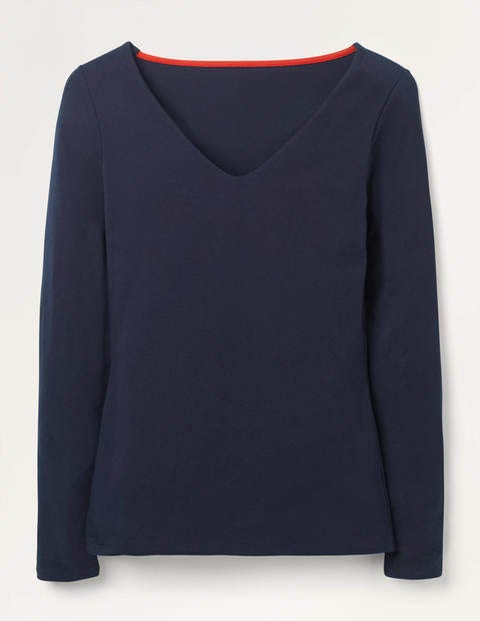 Double Layer V-neck Top - Navy Double Layer V-neck Top - Navy