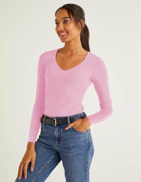 Double Layer V-neck Top - Soft Peony Double Layer V-neck Top - Soft Peony