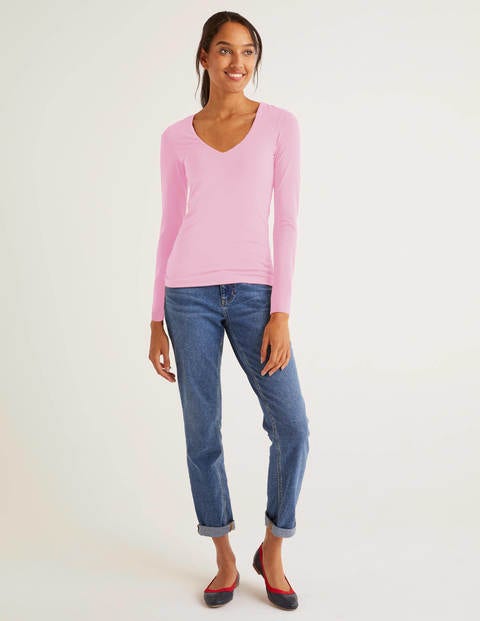 Double Layer V-neck Top - Soft Peony Double Layer V-neck Top - Soft Peony