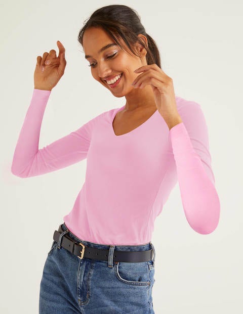 Double Layer V-neck Top - Soft Peony Double Layer V-neck Top - Soft Peony