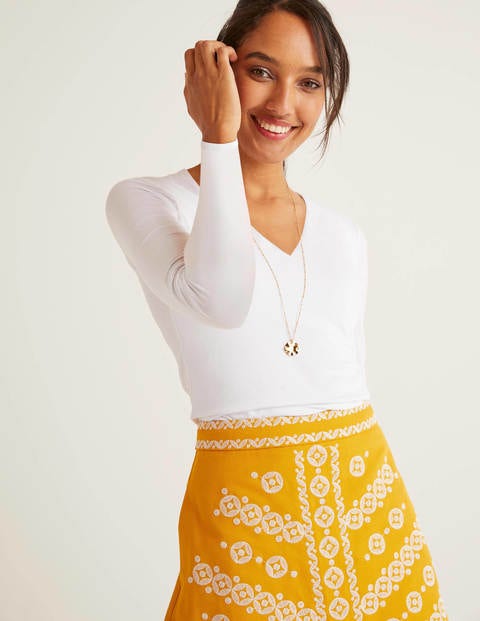 Double Layer V-neck Top - White Double Layer V-neck Top - White