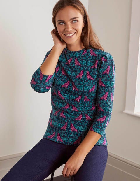 Aria Jersey Jacquard Top - Navy/Wild Meadow, Love Finch Aria Jersey Jacquard Top - Navy/Wild Meadow, Love Finch