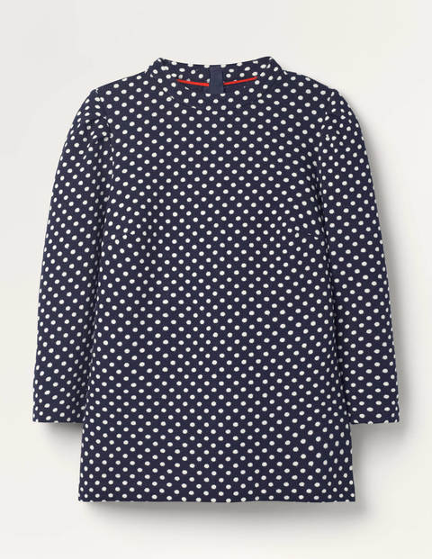 Aria Jacquard-Oberteil aus Jersey - Navy/Naturweiß, Jacquardtupfen Aria Jacquard-Oberteil aus Jersey - Navy/Naturweiß, Jacquardtupfen