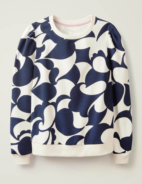 Puff Sleeve Sweatshirt - Navy, Teardrop Swirl Puff Sleeve Sweatshirt - Navy, Teardrop Swirl