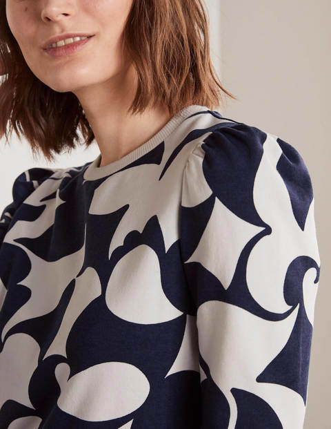 Puff Sleeve Sweatshirt - Navy, Teardrop Swirl Puff Sleeve Sweatshirt - Navy, Teardrop Swirl