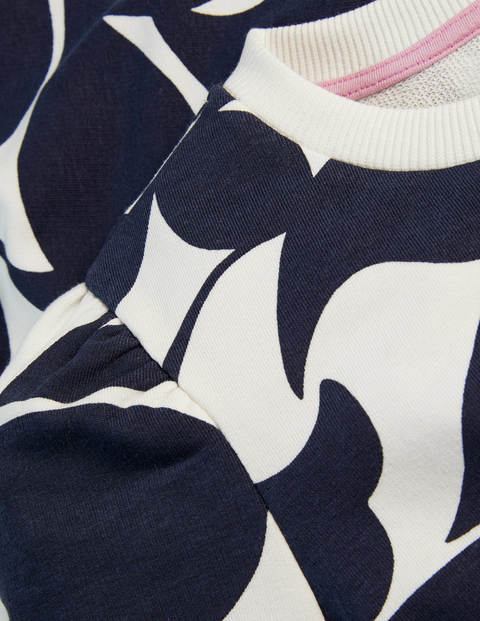 Puff Sleeve Sweatshirt - Navy, Teardrop Swirl Puff Sleeve Sweatshirt - Navy, Teardrop Swirl