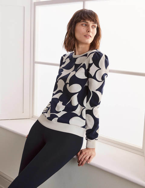 Puff Sleeve Sweatshirt - Navy, Teardrop Swirl Puff Sleeve Sweatshirt - Navy, Teardrop Swirl