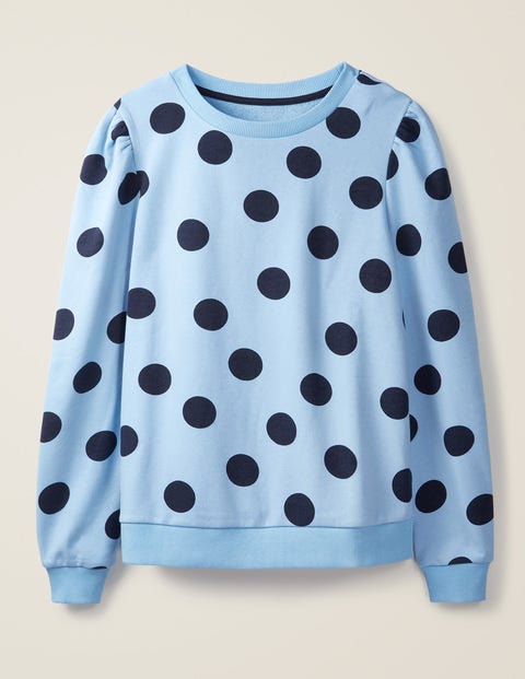 Puff Sleeve Sweatshirt - Frosted Blue, Spot Scatter Puff Sleeve Sweatshirt - Frosted Blue, Spot Scatter