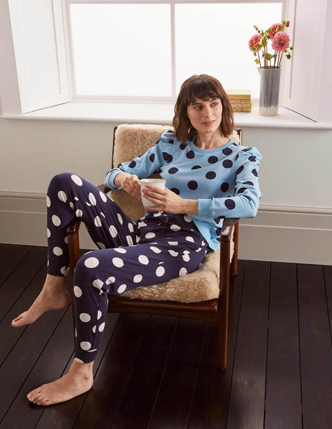 Puff Sleeve Sweatshirt - Frosted Blue, Spot Scatter Puff Sleeve Sweatshirt - Frosted Blue, Spot Scatter