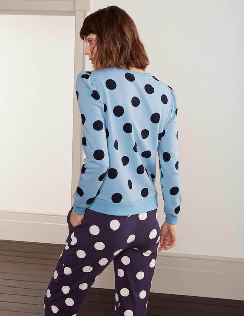 Puff Sleeve Sweatshirt - Frosted Blue, Spot Scatter Puff Sleeve Sweatshirt - Frosted Blue, Spot Scatter